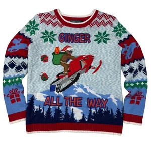 33 Grad Lebkuchenmann Schneemobil hässlicher Weihnachtspullover Kinder L 14 16 Geschenk - Bild 1 von 7