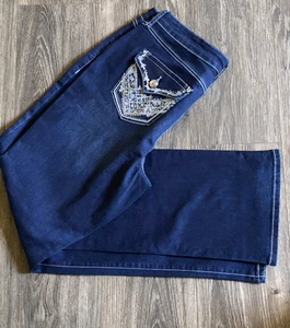 Est. Jeans donna blu denim elasticizzato 1946 taglia 12 tasche strass 36x32 - Foto 1 di 8