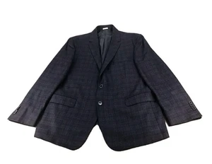 Joseph Abboud Men’s Black/Violet Plaid Reda 110s Wool Sport Coat Blazer Sz 44R - Picture 1 of 17