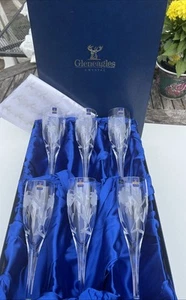 GLENEAGLES CRYSTAL OF EDINBURGH CHAMPANGE FLUTES X6 Fuchsia - Picture 1 of 4