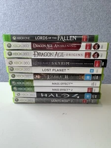 Xbox 360 Bulk Bundle Microsoft Games Manuals Excellent Skyrim Halo Dragon Age - Picture 1 of 15