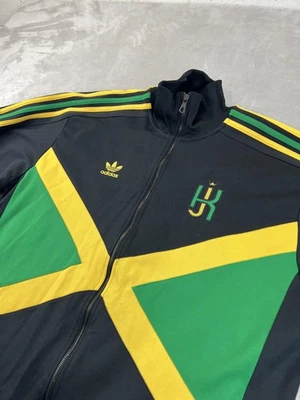 Chaqueta De Colección Adidas Kingston Para Hombres Grande Negra Bandera de Jamaica Camiseta de Pista Reggae Y2K Foto 1 de 4