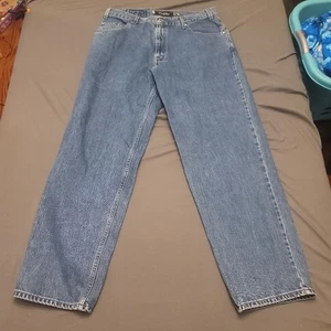 Levi's Silvertab Baggy Jeans 38x34 Blue Cotton Denim Contrast Stitch 90s Style - Picture 1 of 7