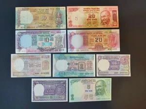 India Set of 9 Banknotes - Mix Grade - Picture 1 of 2
