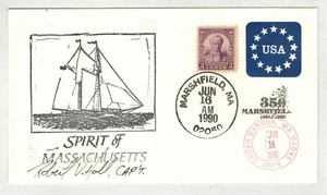 NAVY SAILING SHIP SPIRIT OF MASSACHUSETTS MARSHFIELD MASS SIGNED CAPTAIN HALL - Picture 1 of 1
