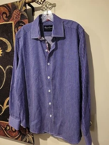 Robert Graham Modern Americana Button Shirt Mens Large Checkered Cotton Spandex - Picture 1 of 19