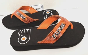 Chanclas Philadelphia Flyers para mujer pequeñas 7-8 NHL lentejuelas nuevas con etiquetas - Imagen 1 de 6