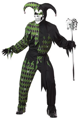 Gothic Jokes on You Evil Jester Clown Adult Costume  - Image 1 of 2