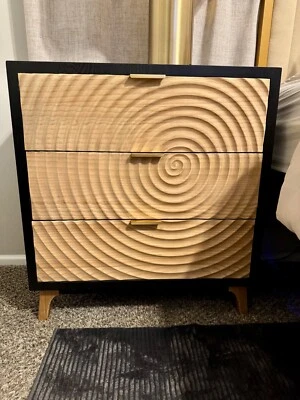 3 Drawer Dresser with Handcrafted Wood Ring Motif, Set of 2 Rustic - Image 1 of 4