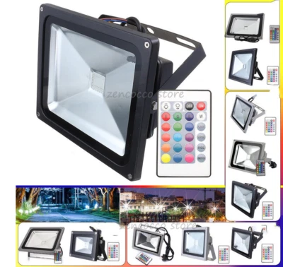 FARO FARETTO LED RGB ESTERNO IP65 10W 20W 30W 50W 100W MULTICOLORE +TELECOMANDO  - Immagine 1 di 4