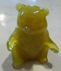 Vintage Mosser Bear Uranium Glass GLOW 4"H - Picture 1 of 8