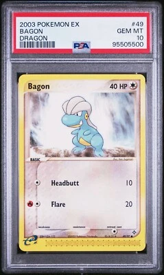 Bagon 49/97 PSA 10 GEM MINT EX Dragon 2003 Vintage Pokémon E Reader - Image 1 of 2