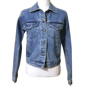 AEO Denim Jacket Small Juniors Classic Medium Wash Jean American Eagle - Picture 1 of 7