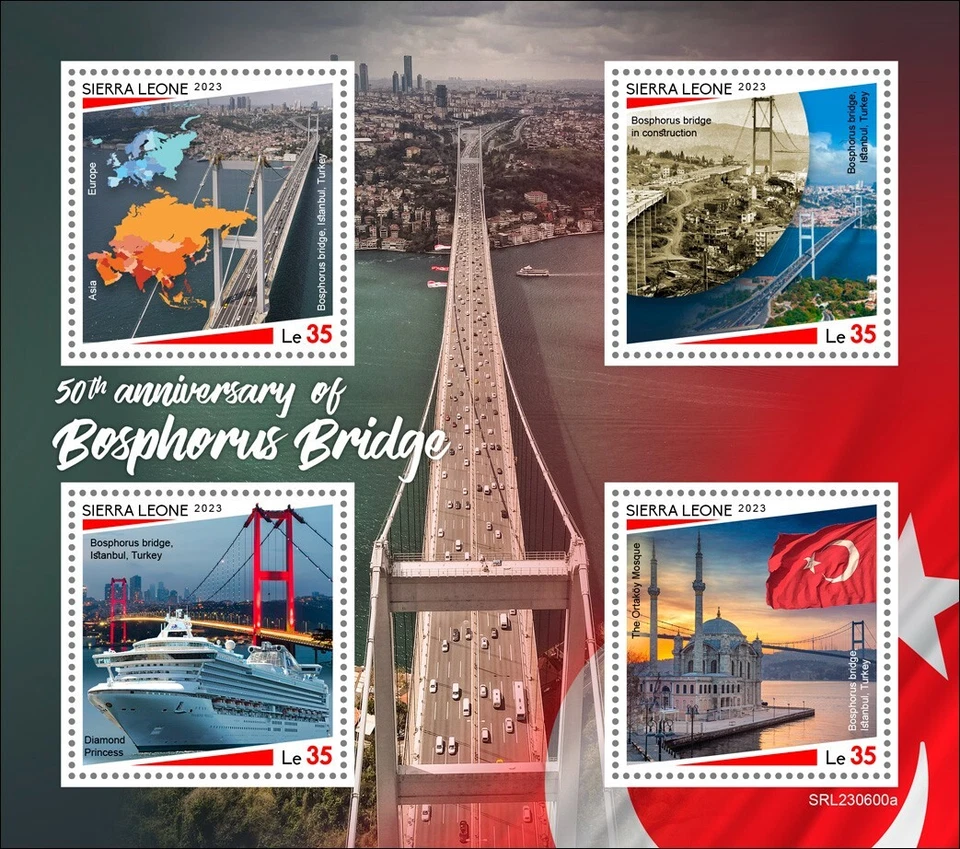 Bosphorus Bridge Europe Asia Turkey MNH Stamps 2023 Sierra Leone M/S - Image 1 of 1