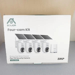 Soliom Wireless 5MP UHD Outdoor Solar Powered Pan Tilt Security 4-Cam Kit SHB502 - Picture 1 of 16