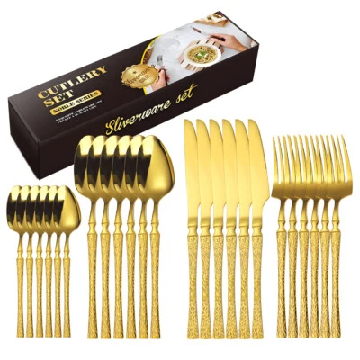 24 Stück Besteck Set für 6 Personen Edelstahl Essbesteck Set mit Geschenkbox - Bild 1 von 4