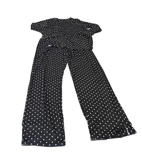 Real Essentials Pajama Set Black With White Polka Dots Large - Picture 1 of 1