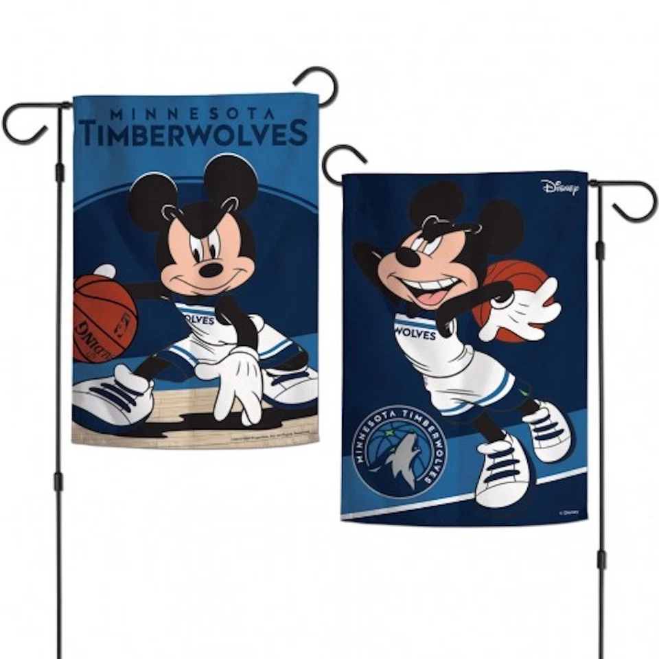 Minnesota Timberwolves Mickey Mouse Garden Flag con licencia NBA de 2 lados 12,5" x 18" Foto 1 de 1