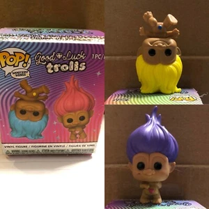 Funko Mystery Mini Good Luck Trolls Down Troll Yellow Heart Troll Purple Vinyl - Picture 1 of 3