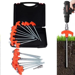 12 Pack 8" Screw in Tent Stakes for Drilling with Hex Heads - Heavy Duty Stai... - Picture 1 of 5