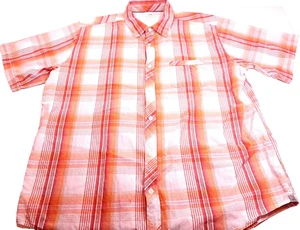 Horney Toad Plaid Shirt Men's XL 100% Organic Cotton Short Sleeve Orange Preppy - Picture 1 of 9