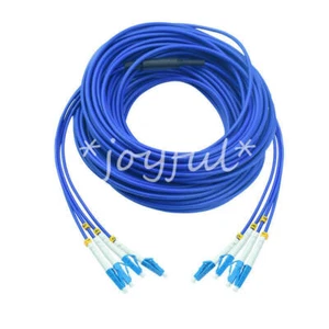 15M Indoor Armored Cable Single-Mode LC-LC 4 Strand 9/125 Fiber Optic Patch Cord - Afbeelding 1 van 1