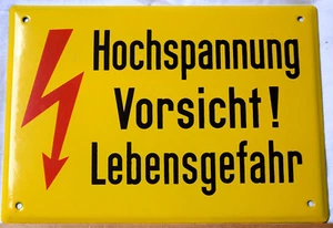 Altes Emailschild Hochspannung Lebensgefahr von ca. 1950 - Bild 1 von 2