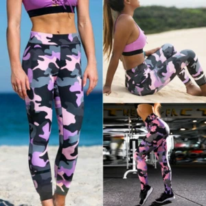 Leggings donna skinny pantaloni jogger vita alta abbigliamento attivo mimetico - Foto 1 di 5