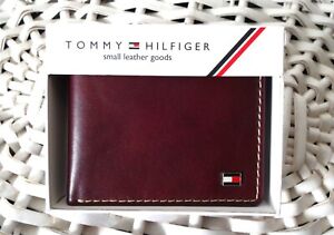 Men's Leather Wallet 'Tommy Hilfiger' Bifold, BROWN, Coin Pouch,Card Slots, SALE