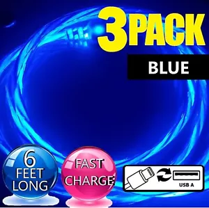 3 Pack 6FT LED Fast Charge Cable 8 Pin USB Cord for Apple iPhone 8 X XR 11 12 13 - Picture 1 of 18