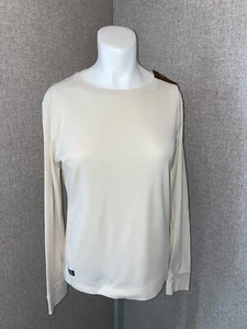 Ralph Lauren Jean Co. Elfenbein & braun Patch Ellbogen Reißverschluss Schulterpullover groß - Bild 1 von 10