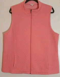 Talbots Women's Coral White Lightweight Quilted Zip Front Vest, Size X-Large. - Picture 1 of 5