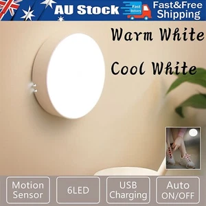 LED Night Light Motion Sensor Body Induction Lamp USB Rechargeable Wall Mount AU - Picture 1 of 19