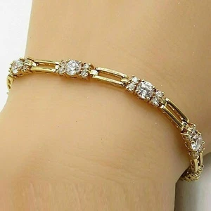 4.50Ct Round Cut Simulate Diamond Vintage Tennis Bracelet 14K Yellow Gold Finish - Picture 1 of 4