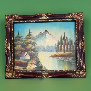 Vintage Beautiful Original Oil Painting Ornate Plastic Frame 11“ X 9” - Picture 1 of 8