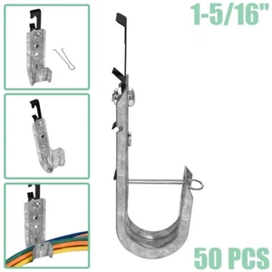 50 Pcs 1-5/16" J Hook Bat Wing w/ Retaining Clip Network Cable Wire Management - Picture 1 of 6