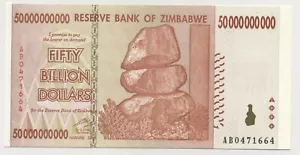 Zimbabwe 50 Billion Dollars 2008 Pick 87 UNC Uncirculated Banknote Serial AB - Picture 1 of 2
