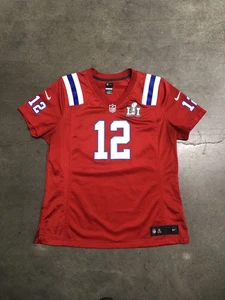New England Patriots Tom Brady Red Retro Super Bowl LI Patch Jersey Womens XL - Picture 1 of 10
