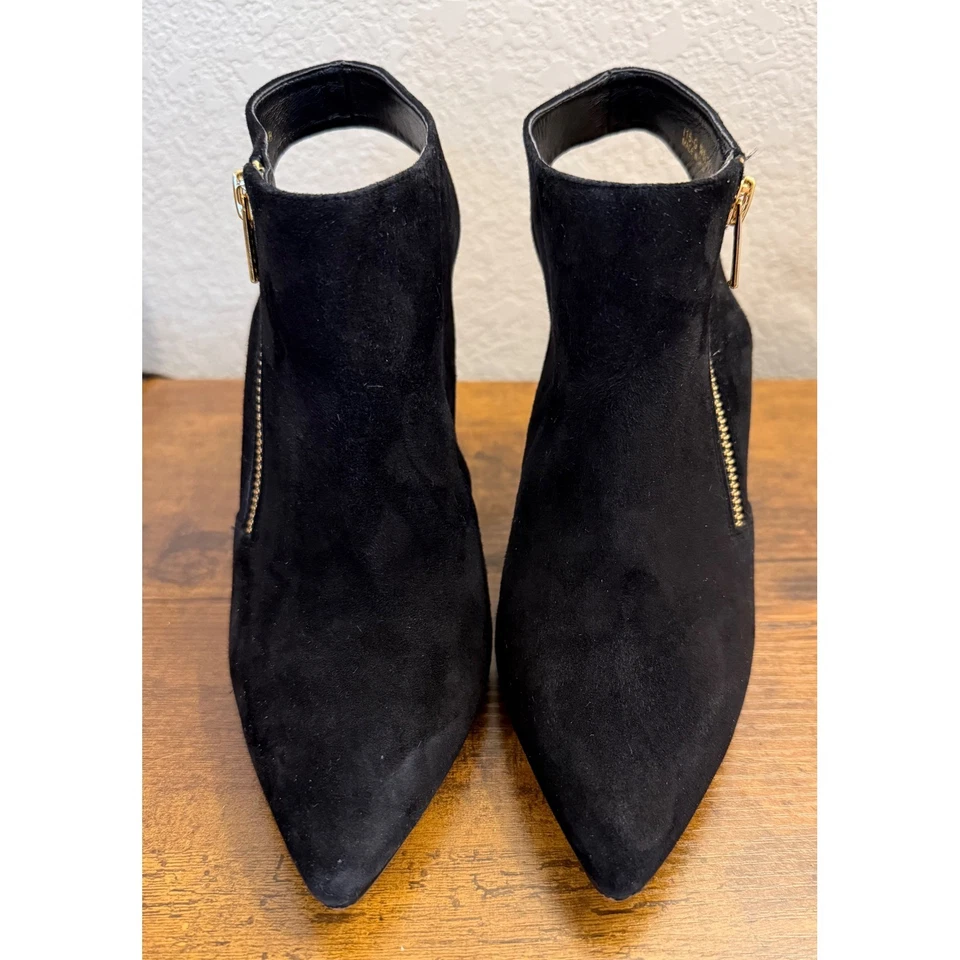 Botines Cole Haan de gamuza negros de tacón alto talla 6,5B cremallera punta de aguja Foto 1 de 4