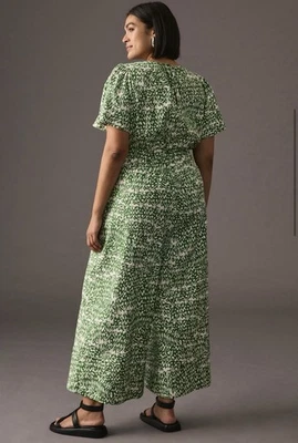 Mono Anthropologie Somerset Talla 3X Verde Floral Primavera Costa Playa Foto 1 de 4