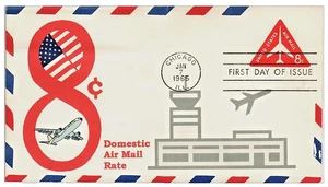 🚩US COVER AIR MAIL 8C GANZSACHE ERSTTAGSAUSGABE 💥RARITÄT RAR💥 - Bild 1 von 1