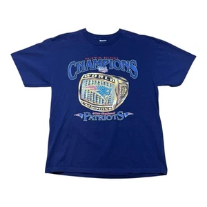 Vintage 2001 NFL Super Bowl Champions New England Patriots Ring Navy Blue Tee L - Picture 1 of 3