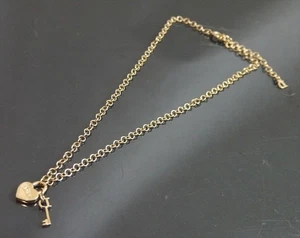 Authentic Christian Dior Necklace Heart Key Metallic #3915 - Picture 1 of 7