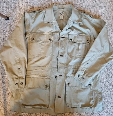 TravelSmith Coat Mens L Regular Beige Cotton Utility Safari Bush Pockets Hunting - Image 1 of 4