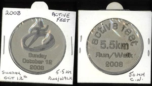 2008 Australia Last Active Feet 5.5km Run/Walk Charity Event - 50mm Nickel Medal - Picture 1 of 1