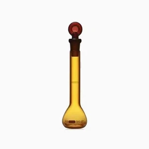 Amber 5ml Glass Volumetric Flask w/ Stopper Chemistry Laboratory Supply - Picture 1 of 1