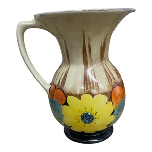 Vintage floral Jug Pitcher Pottery Hand Painted Flowers Multicolour Collectable - Picture 1 of 7
