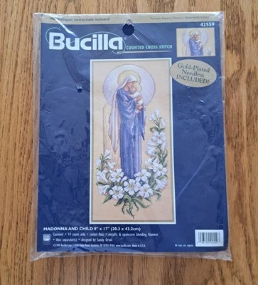 Bucilla MADONNA AND CHILD Kit Punto de Cruz Contado #42559 De Colección 1999 Sellado Foto 1 de 4