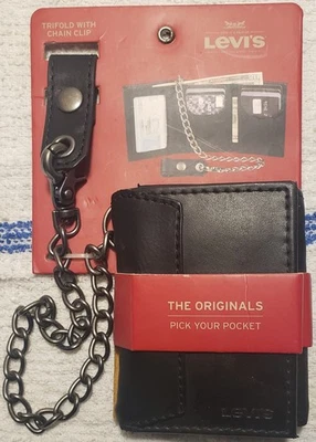 Cartera de hombre Levi's triple cadena negra (totalmente nueva con etiquetas) Foto 1 de 4
