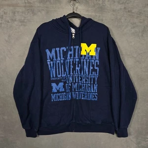 Michigan Wolverines Sudadera con Capucha Cremallera Completa Grande Para Hombre Azul Gráfico Estampado Borde Profesional - Imagen 1 de 8